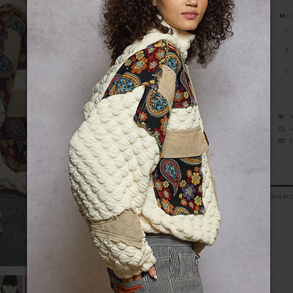 POL “ Aria “ POL Quilted Mock Neck Jacket with Jacquard Contrast 81 - Picture 2 of 4
